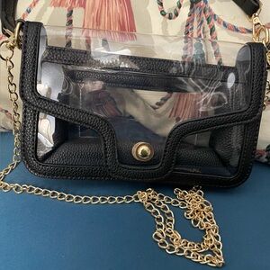 Chic Black and Clear Chain Shoulder Bag